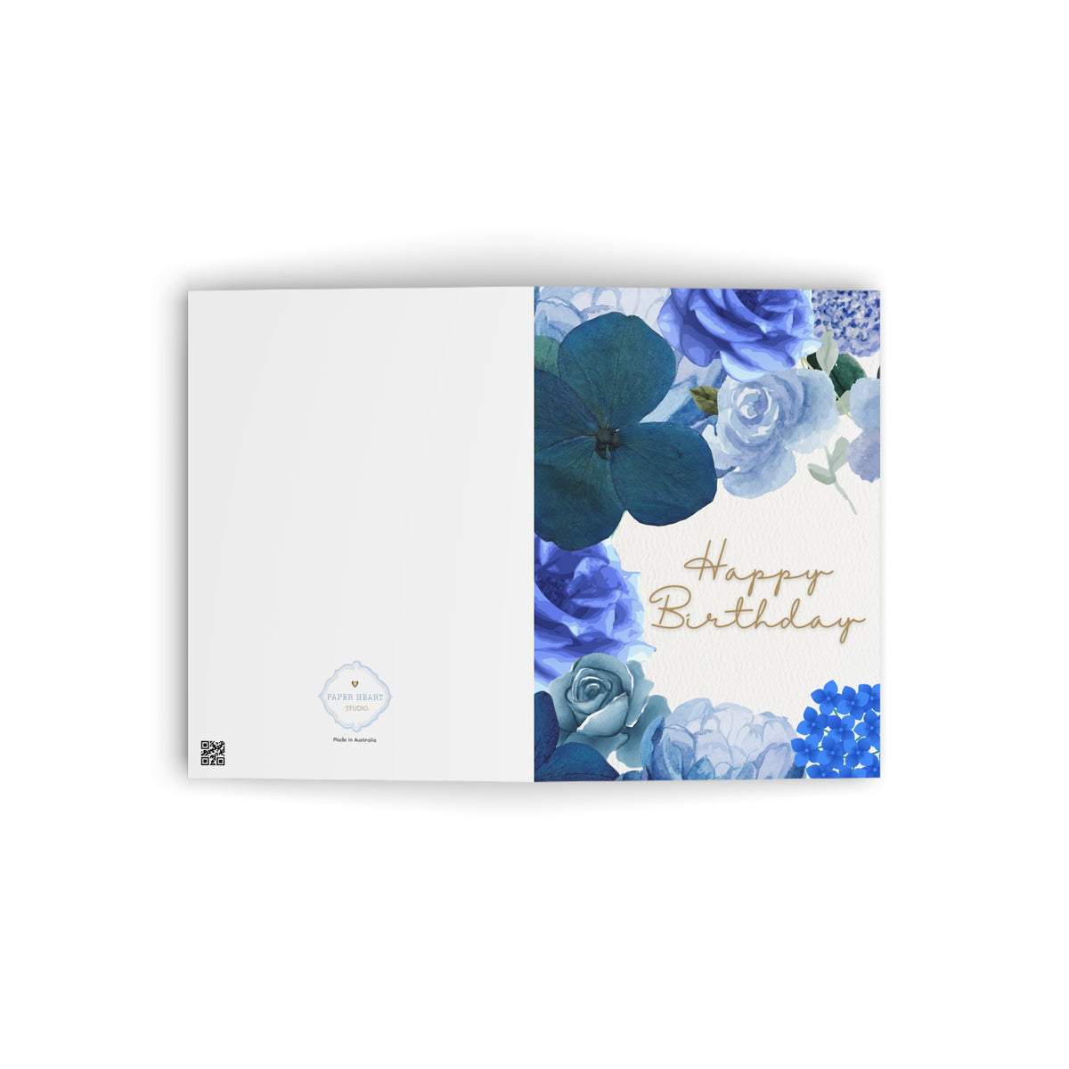 Blue Floral Happy Birthday Greeting Card