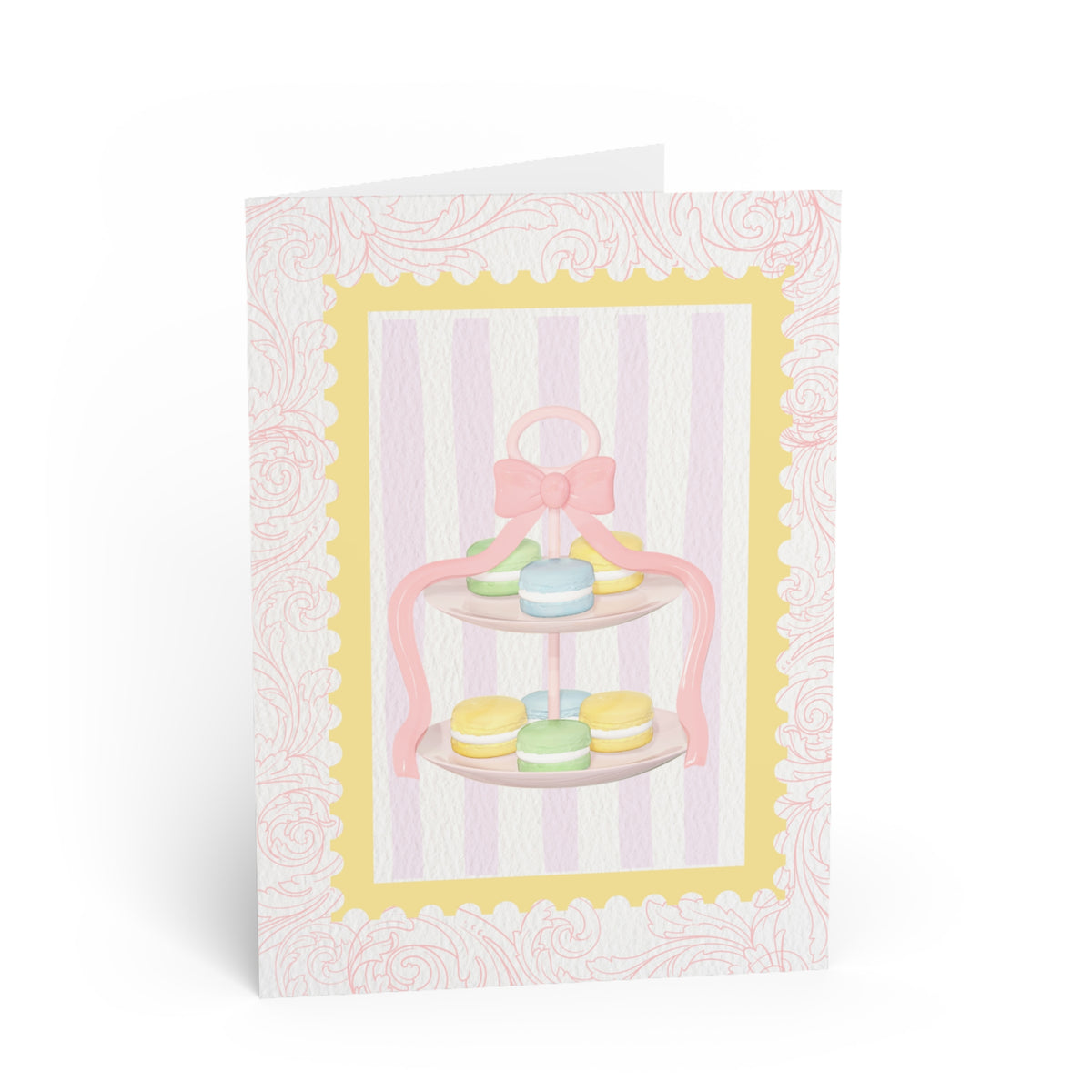 Macaron Tea Party Greeting Card — Pastel Baby Shower or Newborn Congratulations Card