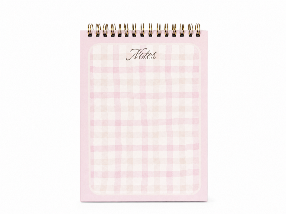 Gingham wire bound notebook