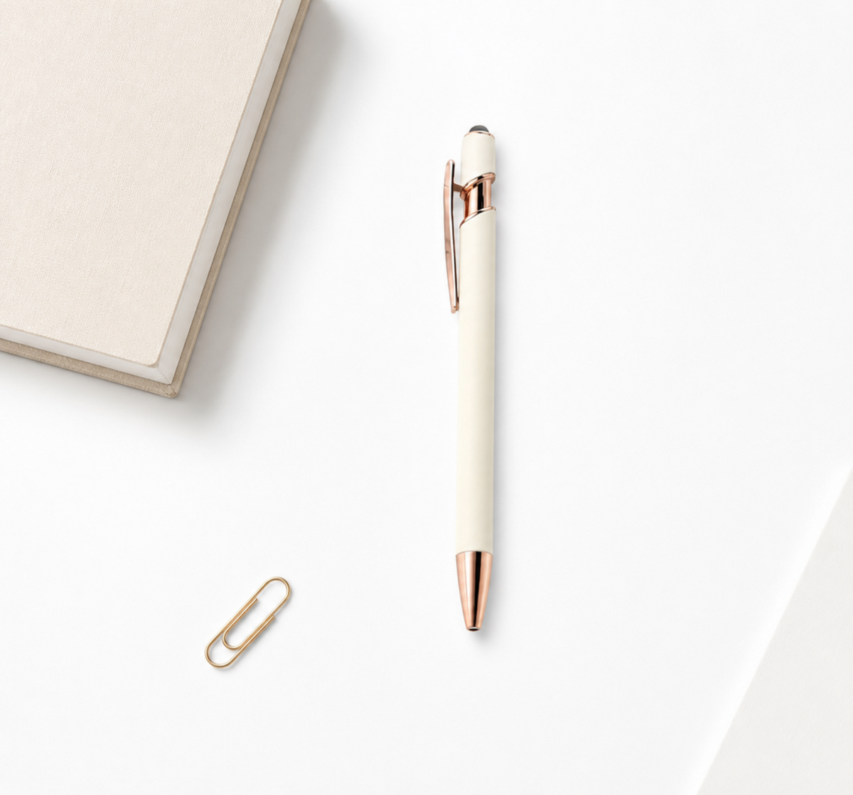 Beige pen with touchscreen tip