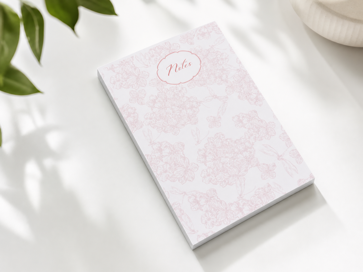Vintage style hydrangea notepad